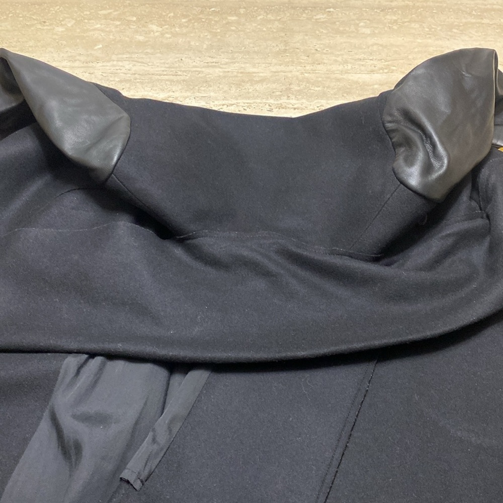 ALL SAINTS Asymmetrical Wool Coat, leather sleeves, Great Condition, see photos - Picture 15 of 15